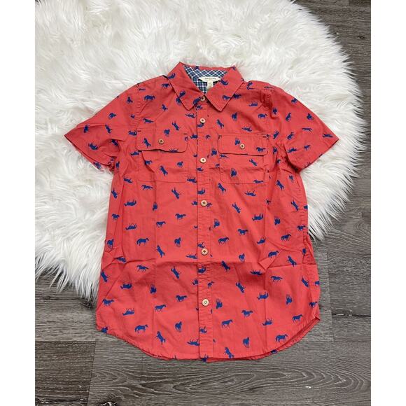 Matilda‎ Jane HORSING AROUND Shirt Boys Red Cotton Short Sleeve Button Down 14 - Picture 2 of 4